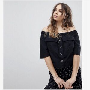 Free People Black Off-Shoulder Top